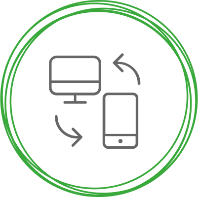 Graphic icon showcasing the ability of instant access to any computer from a host device.